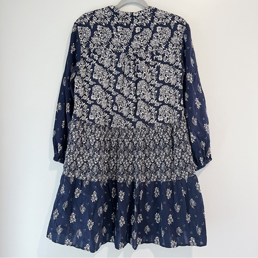 Maeve Carlita Tunic Dress Long Sleeves V Neck BOHO Floral Patchwork - Picture 9 of 12